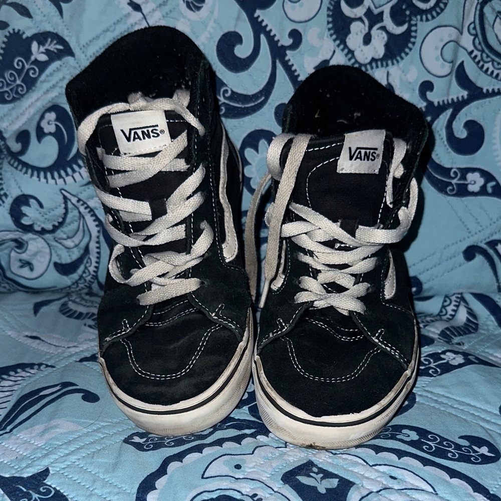 Vans Kids Black and White High-Top Sneakers